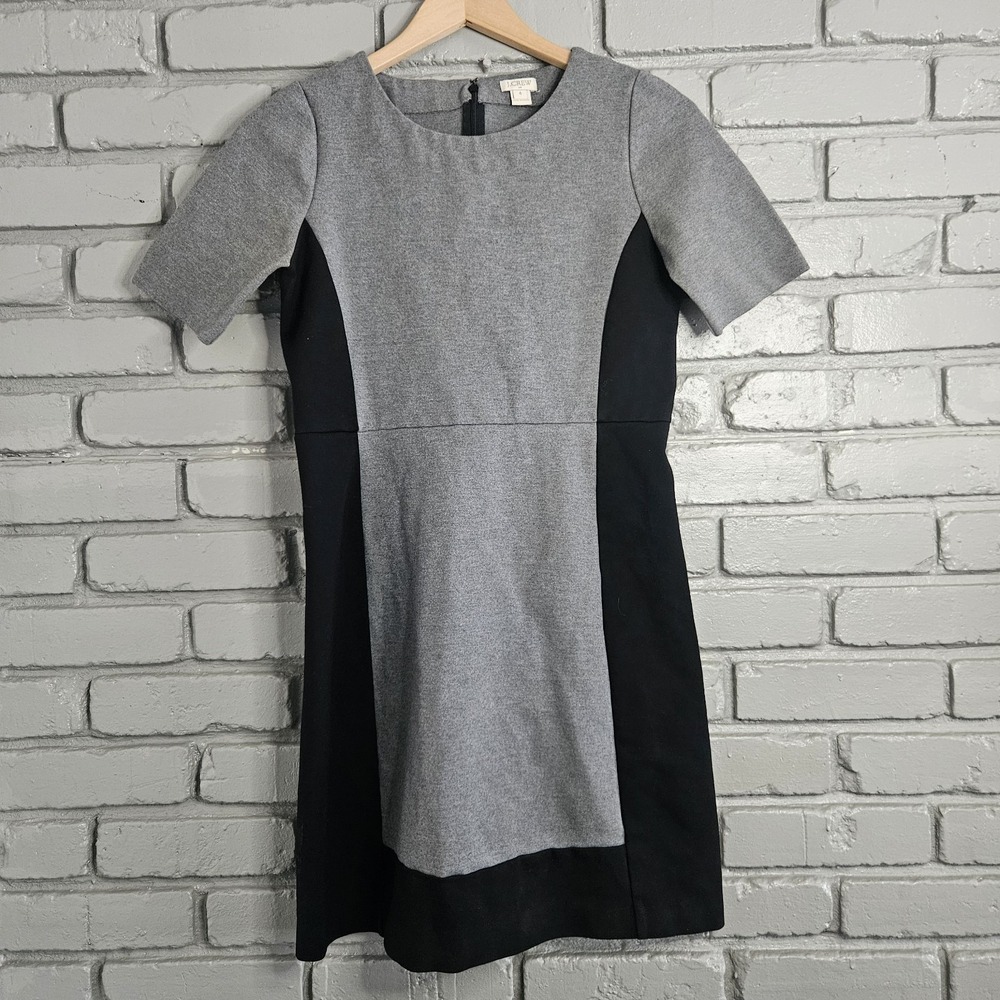J. Crew Womens Dress 4 Ponte Grey Black Colorblock Business Office Sheath Fitted